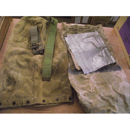 2 Military heavy duty canvas kit bags and belts.