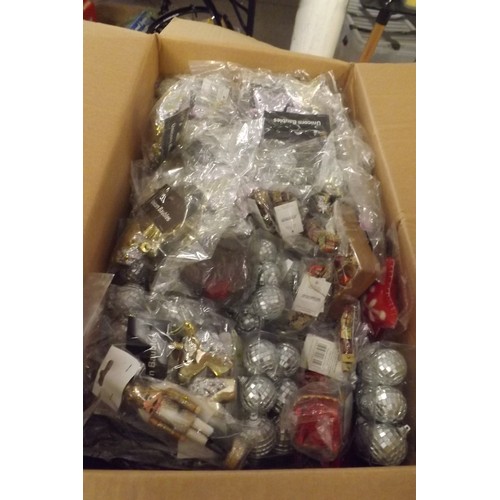 Huge box of individual wrapped christmas decs