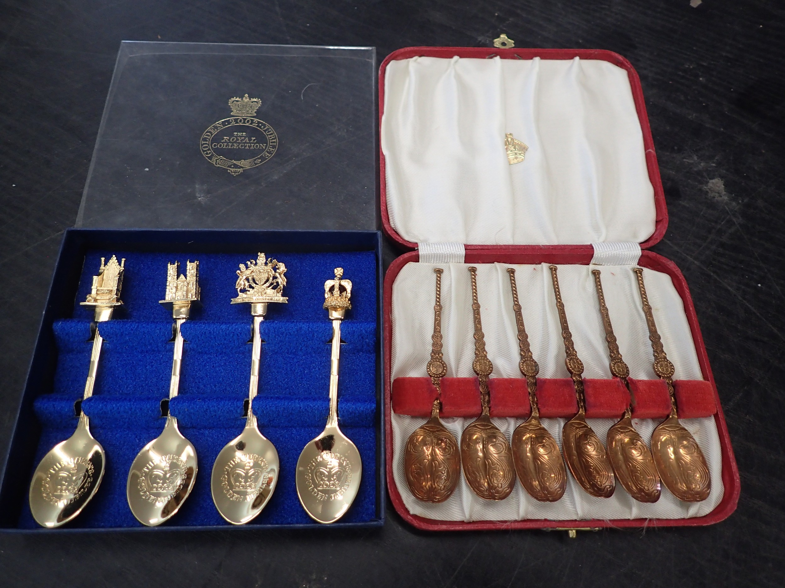 2 stunning sets of Royal bronze Spoons.