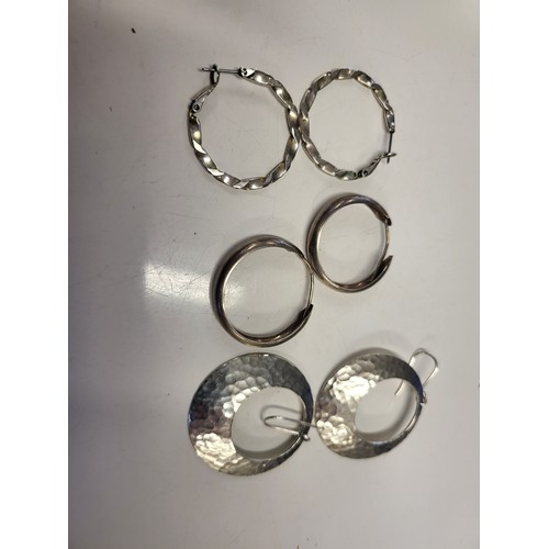 16 - 3 pairs of silver earrings