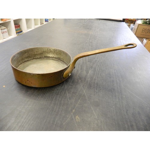 23 - Heavy vintage possibly French Copper & Brass pan.