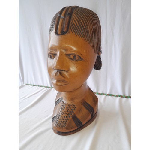 45 - Hand carved African bust size 12 inches.