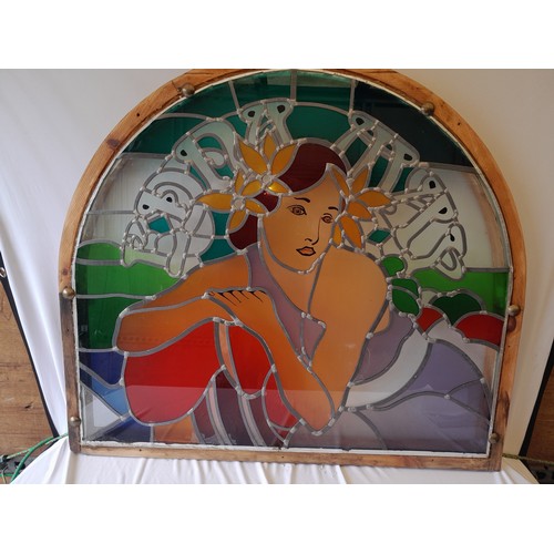 50 - Exceptional Quality Art Deco Hand Made leaded Montage of leaded glass on Wooden Panel Size 3ft x 32 ... 