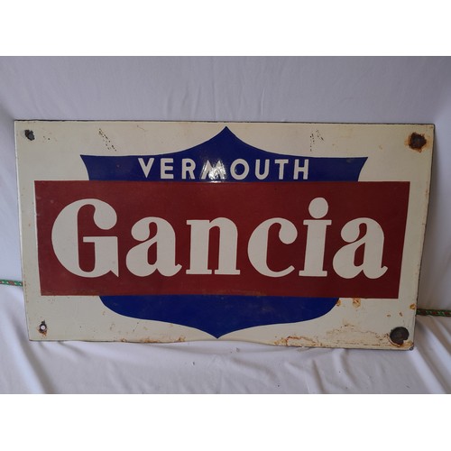 56 - Vintage metal and enamel Vermouth Gancia sign size 19 inches.