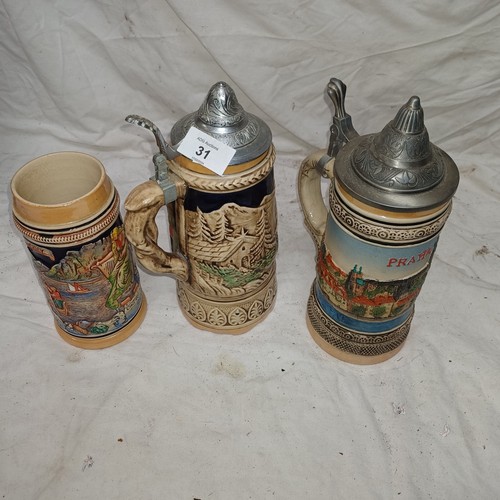 31 - 3 large musical steins