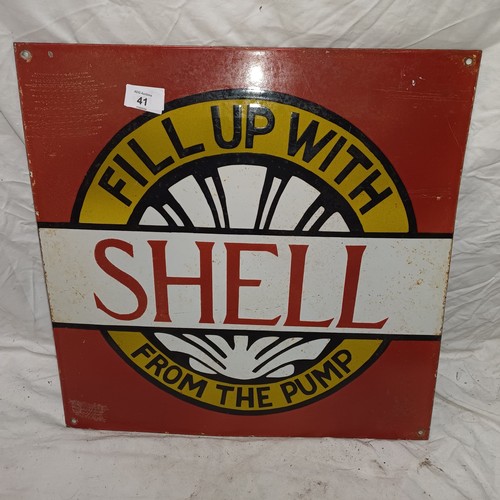 41 - Vintage heavy fill up with shell sign