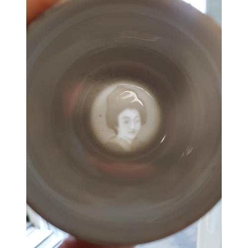 132 - Japanese Kutani Lithophane Teaware Set with Geisha face embossed into the bottom of the teacups