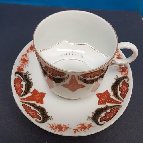36 - Antique Royal Crown Derby Imari Teaset with Mousetache Cup and Saucer