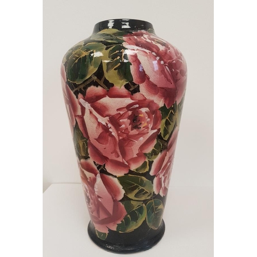9 - Large Antique 1910 Wemyss Vase with hand painted Rose Design by Karel Nikolai.  Wemyss mark and dril... 