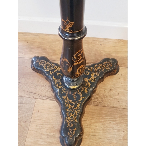 74 - Georgian Tilt Top Table with high quality floral decoration, mother of pearl inserts and gilt decora... 