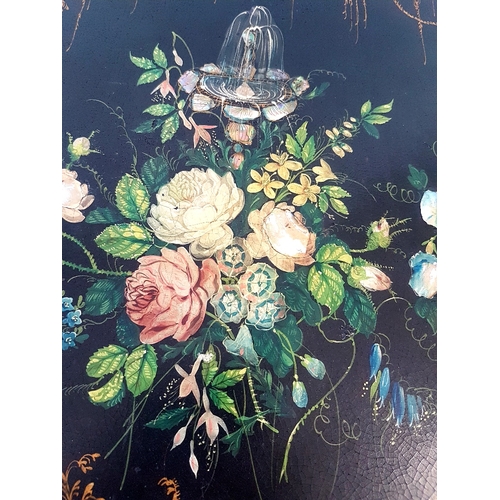 74 - Georgian Tilt Top Table with high quality floral decoration, mother of pearl inserts and gilt decora... 