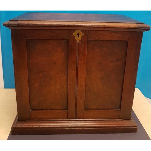 1 - Victorian Oak Campaign Stationery Box with fall front.  Measures 15 inches x 14 inches x 9 inches