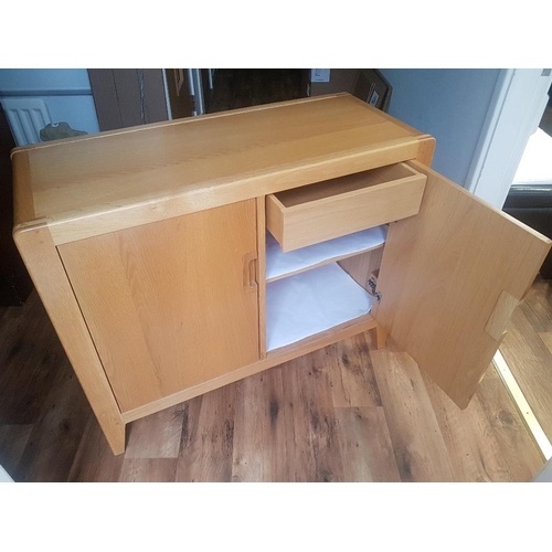 17 - Large Blonde Extending Dining Table with 6 matching padded chairs and sideboard.  Table measures 161... 