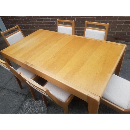 17 - Large Blonde Extending Dining Table with 6 matching padded chairs and sideboard.  Table measures 161... 