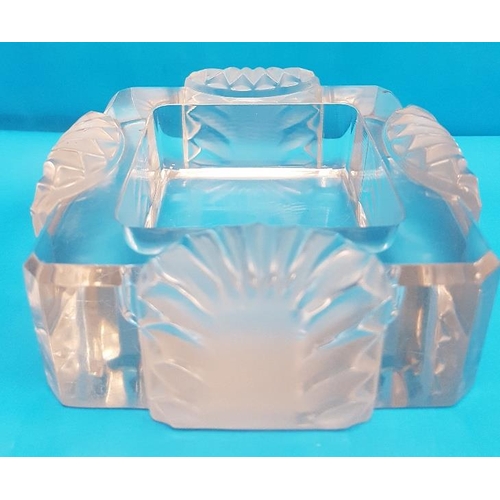 41 - Lalique clear and frosted Boite Corfu glass dish, model 10720.  Measures 11cm x 11cm.  Etched Laliqu... 