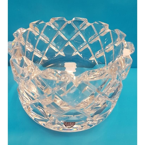 42 - Large Orrefors Cut Glass Bowl with Castellated Rim 3831-121 with label, 15cm diameter