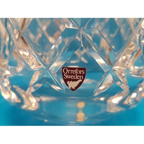 42 - Large Orrefors Cut Glass Bowl with Castellated Rim 3831-121 with label, 15cm diameter