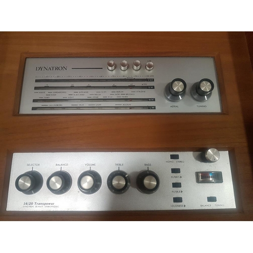 46 - Dynatron Teak Stereo Radiogram with lift up lid and Garrard Turntable, measuring 184cm in length.  W... 