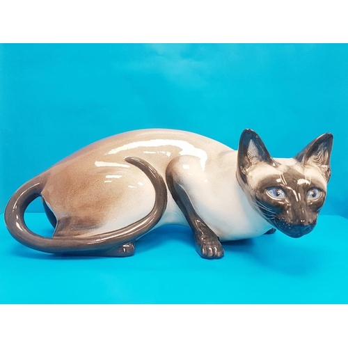 55 - Rare Vintage 1960s Seneshall Pottery Persian Cat in Crouching Position