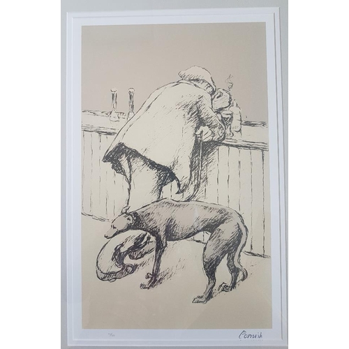 57 - Norman Cornish Framed, Glazed, Signed and Numbered 10/80 limited edition Lithograph of Man at Bar wi... 