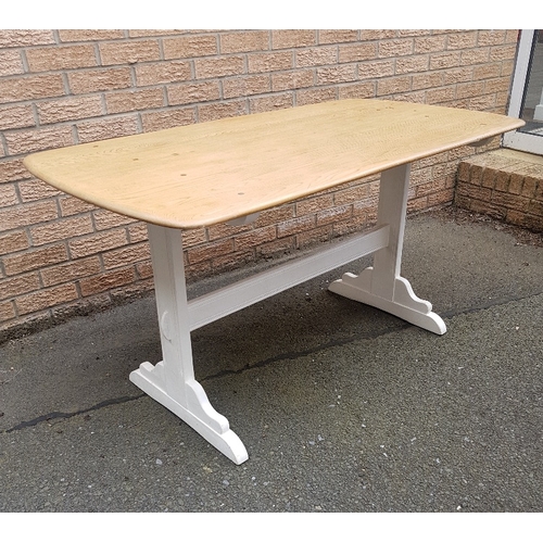 72 - A rectangular refectory Ercol dining table with painted base.  Top size is 54 inches x 28 inches