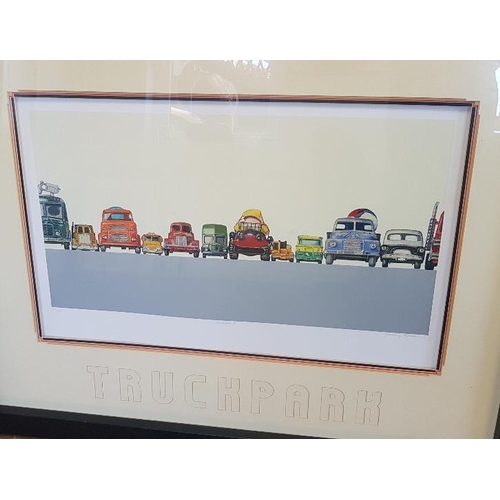 58 - Large Framed Jeremy Dickinson Limited Edition Truckpark 2 Print, signed and numbered.  Measures 46 i... 
