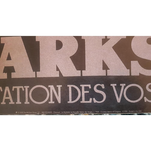 64 - Large framed and glazed print of a vintage French ski poster, measuring 27 inches x 42 inches.  (not... 