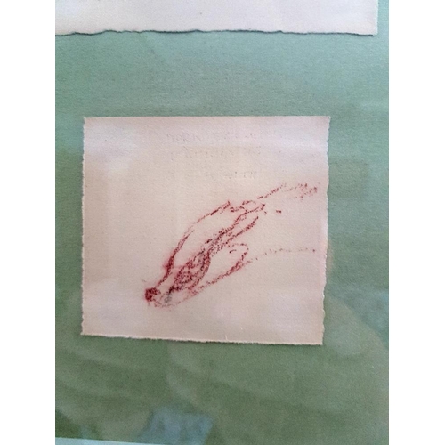 84 - Norman Orr (world-renowned Scottish glass engraver) sketches of hedgehog and badger, with notes to t... 