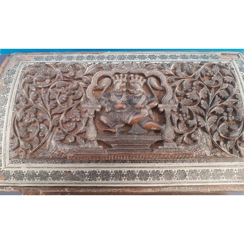 2 - Anglo Indian Carved Sandalwood and Sadeli Double Tea Caddy 1820 with all over panelling (some damage... 