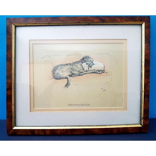 15 - Set of 3 vintage Cecil Aldin titled Dog Prints 12cm x 17cm, Probation, Amalgamation and Reconciliati... 