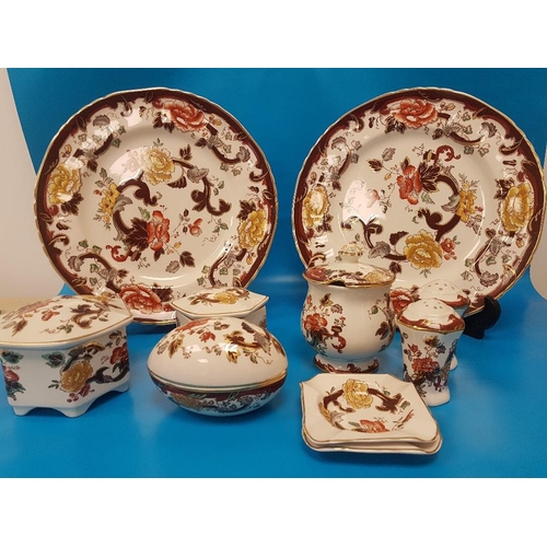 33 - Masons Brown Velvet (9 pieces) Cabainet Plates with others