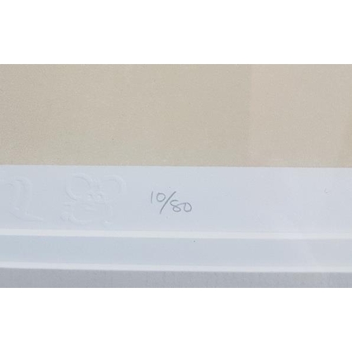 43 - Norman Cornish Signed and Numbered Lithograph of Leaning Man at Bar with Dog.  Size is 29 inches x 2... 