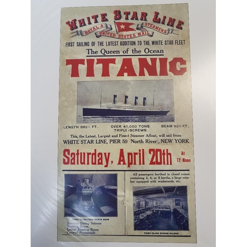 109 - Two Albums containing reproduction posters on card including travel, Titanic, Monaco, WW2, Railway e... 