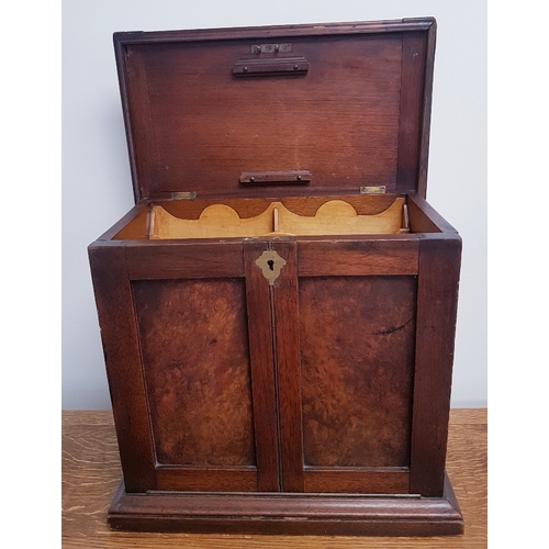 1 - Victorian Oak Campaign Stationery Box with fall front, dividers and pen drawer. Measures 15 inches x... 