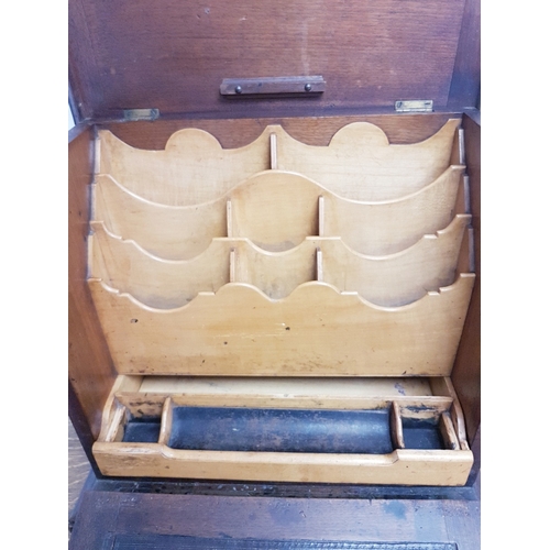 1 - Victorian Oak Campaign Stationery Box with fall front, dividers and pen drawer. Measures 15 inches x... 