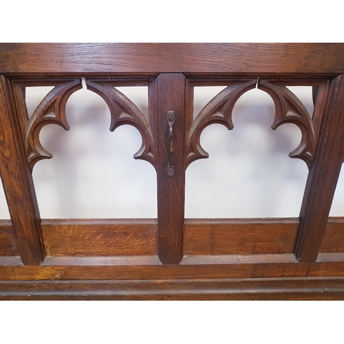 113 - Victorian Gothic-Style Church Pew made from Cedar Wood.  Length is 72 inches x 36 inches in height.
