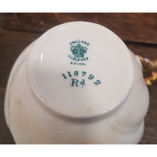 119 - Coalport Raised Relief white Coffee Set with gold handles, dating to Art Nouveau Period, circa 1891.... 