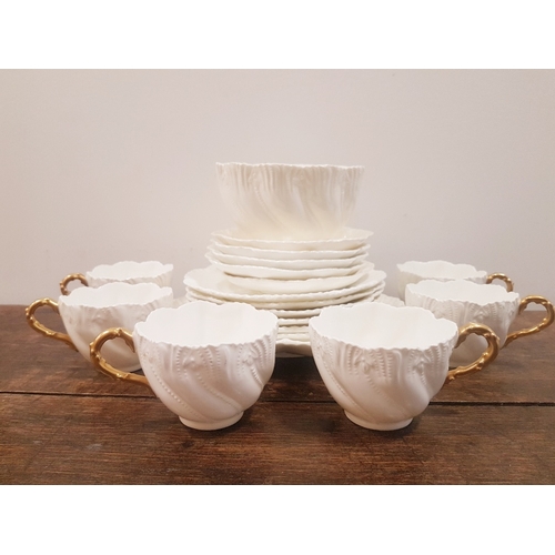 119 - Coalport Raised Relief white Coffee Set with gold handles, dating to Art Nouveau Period, circa 1891.... 