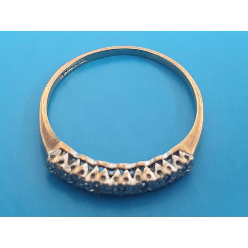 8 - Half Hoop 9ct Gold and Diamond Eternity Ring, set with 7 seed diamonds.  Size Q, Weight 1.33g