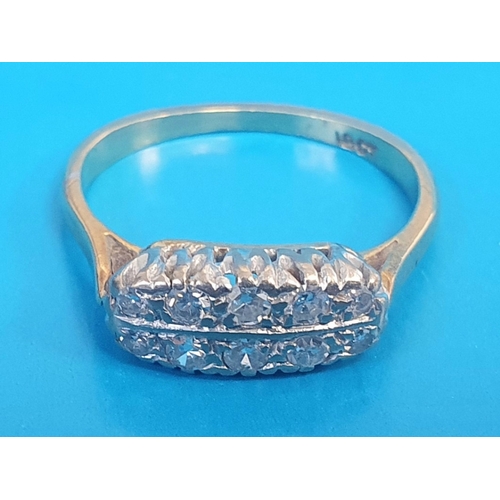 9 - 18ct Gold and Diamond Eternity Ring, set with Two Rows of five graduated seed diamonds.  Size N, Wei... 