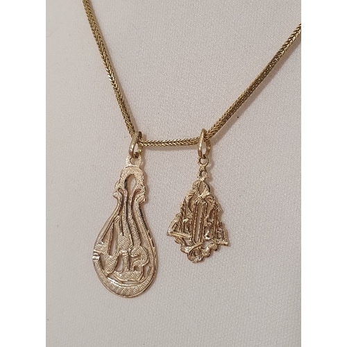 18 - 18ct Gold Pendants weighing 6.38g, with 9ct Chain weighing 9.4g.  Length of chain is 58cm, total wei... 