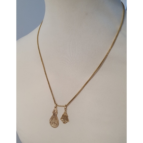 18 - 18ct Gold Pendants weighing 6.38g, with 9ct Chain weighing 9.4g.  Length of chain is 58cm, total wei... 