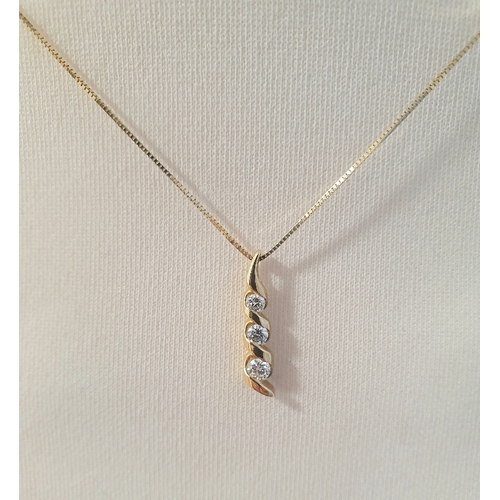 22 - 18ct Gold Fine Chain with Three Diamond Pendant, weight 2.4g