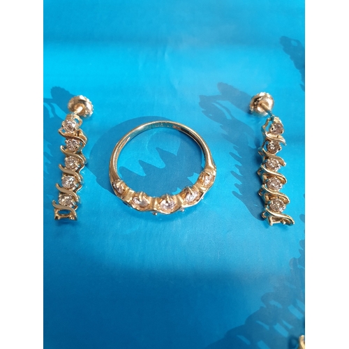 28 - 14ct Gold and Diamond Affinity Diamonds/QVC 20cm Bracelet, Earrings and Ring (matching) in original ... 