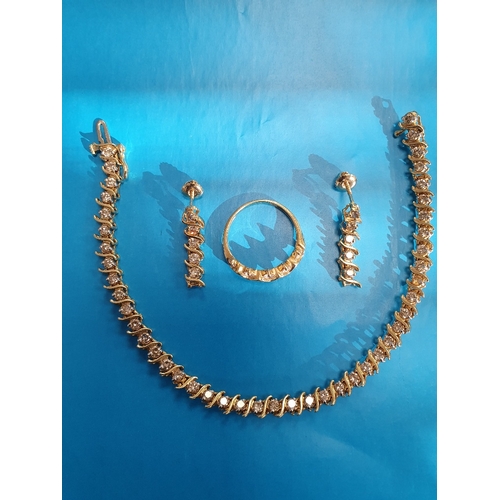 28 - 14ct Gold and Diamond Affinity Diamonds/QVC 20cm Bracelet, Earrings and Ring (matching) in original ... 