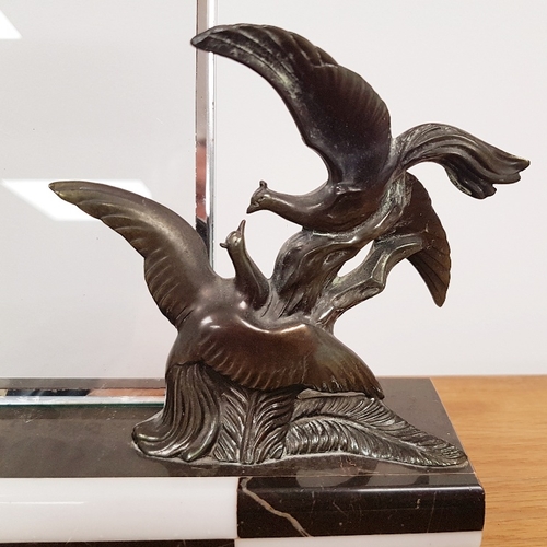 35 - 1940 French Art Deco Marble and Spelter Picture Frame with black and white check front design. Origi... 