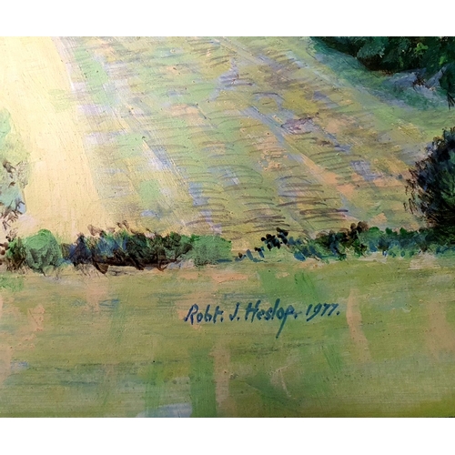38 - Robert John Heslop (1907-1988) mounted but unframed watercolour signed and dated 1977. Painting size... 