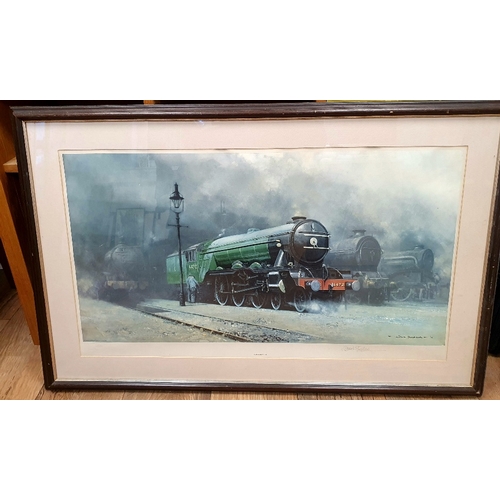 43 - Framed and Glazed Signed Print of the Flying Scotsman by David Shepherd, 1975.  Printed by Solomon &... 