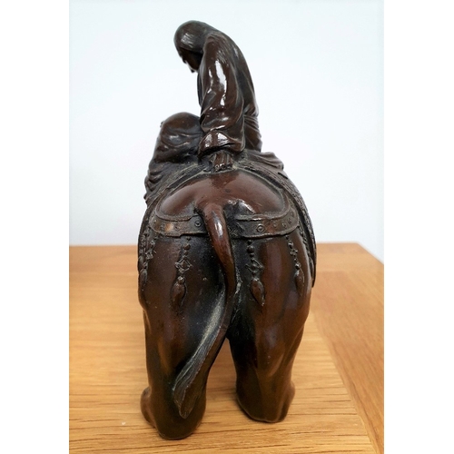 45 - Japanese Meji Period Bronze of Elephant with Scholar and Chilid in Attendance.  Size is 5 inches x 6... 