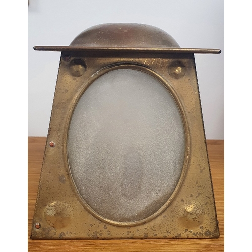 48 - Arts and Crafts Lamp Shade Measuring 5 inches square x 6 inches in height.  Four frosted glass panel... 